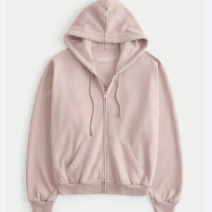 Hollister Pink Hoodie Zipper Two Front Pockets Feel Good Size L NWOT